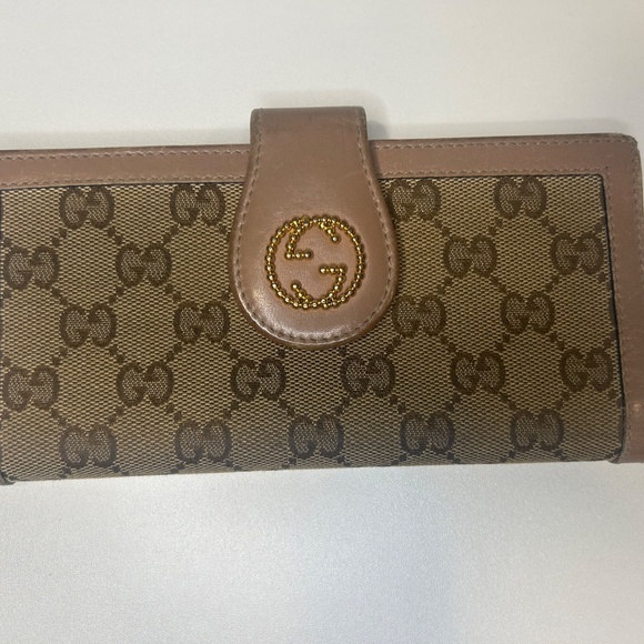 Gucci Women’s Long Wallet – Classic Monogram Canvas with Leather Trim - Picture 1 of 4